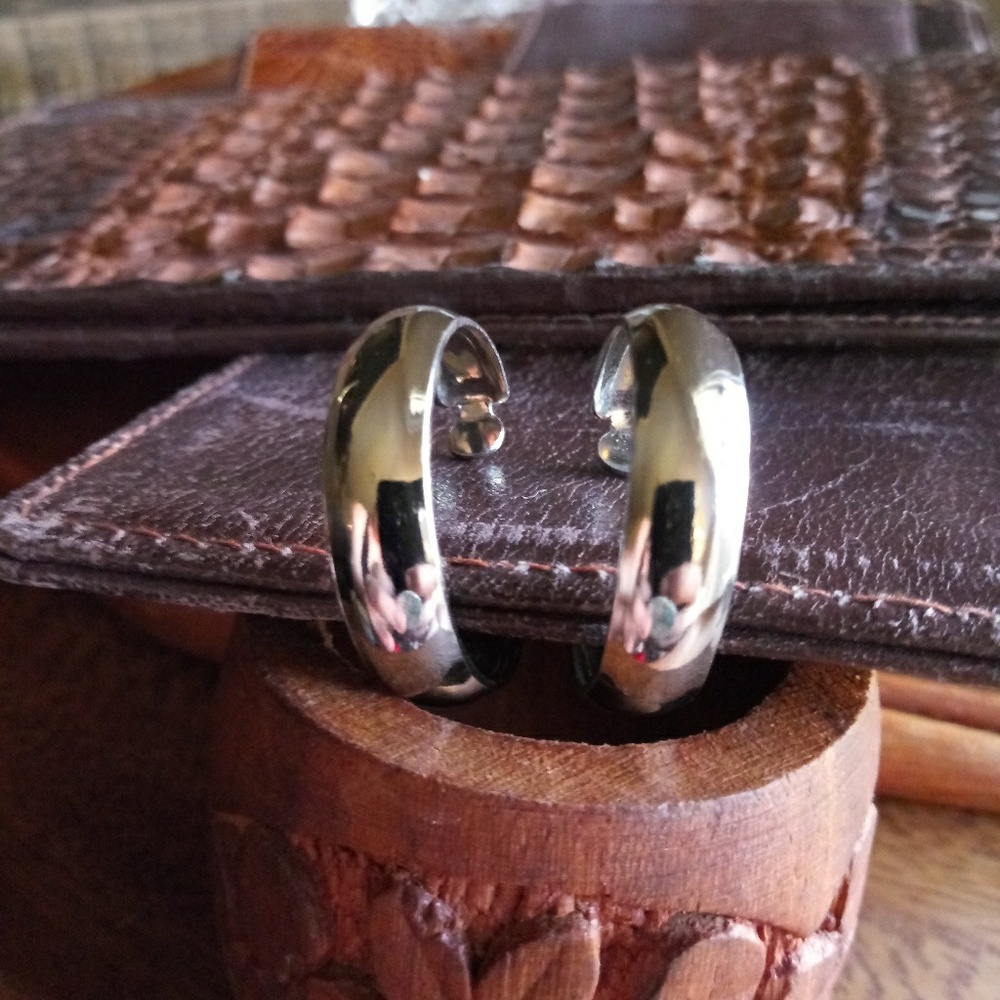 Vintage silver clip-on hoops